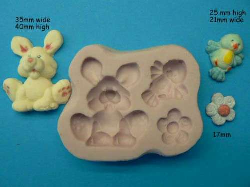 Bunny and Bird Silicone Mould - Click Image to Close